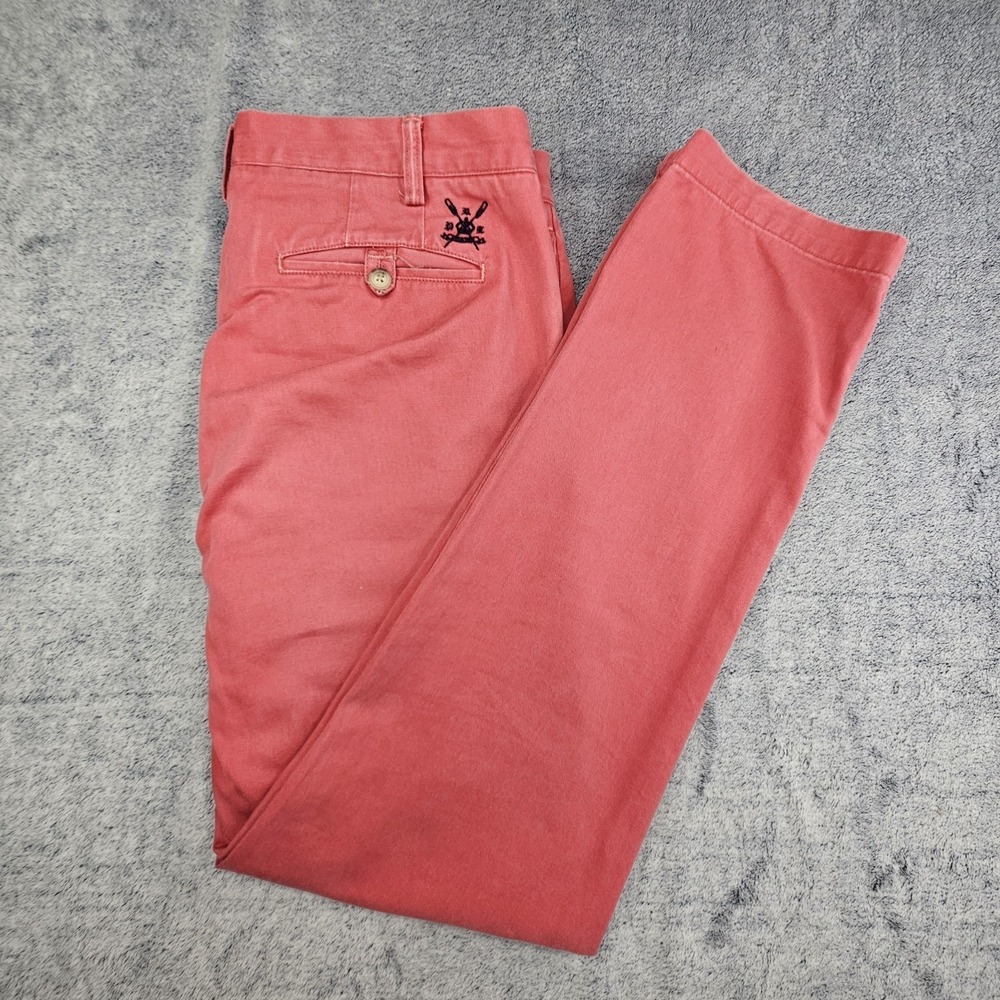 Polo Ralph Lauren Classic Fit Pants Mens 38x32 Red Cotton Embroidered Crest 90s
